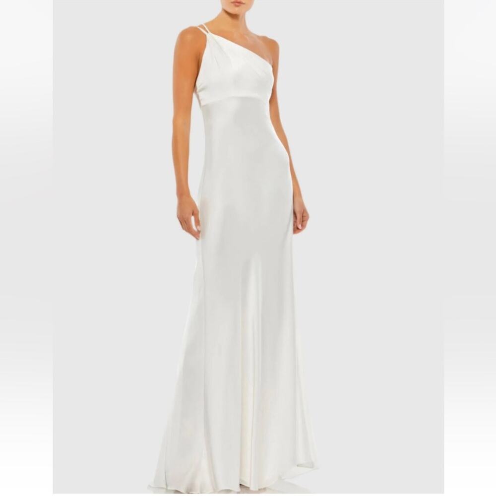 Ieena for Mac Duggal Women’s 55385 One Shoulder Double Strap Satin Gown Dress 4